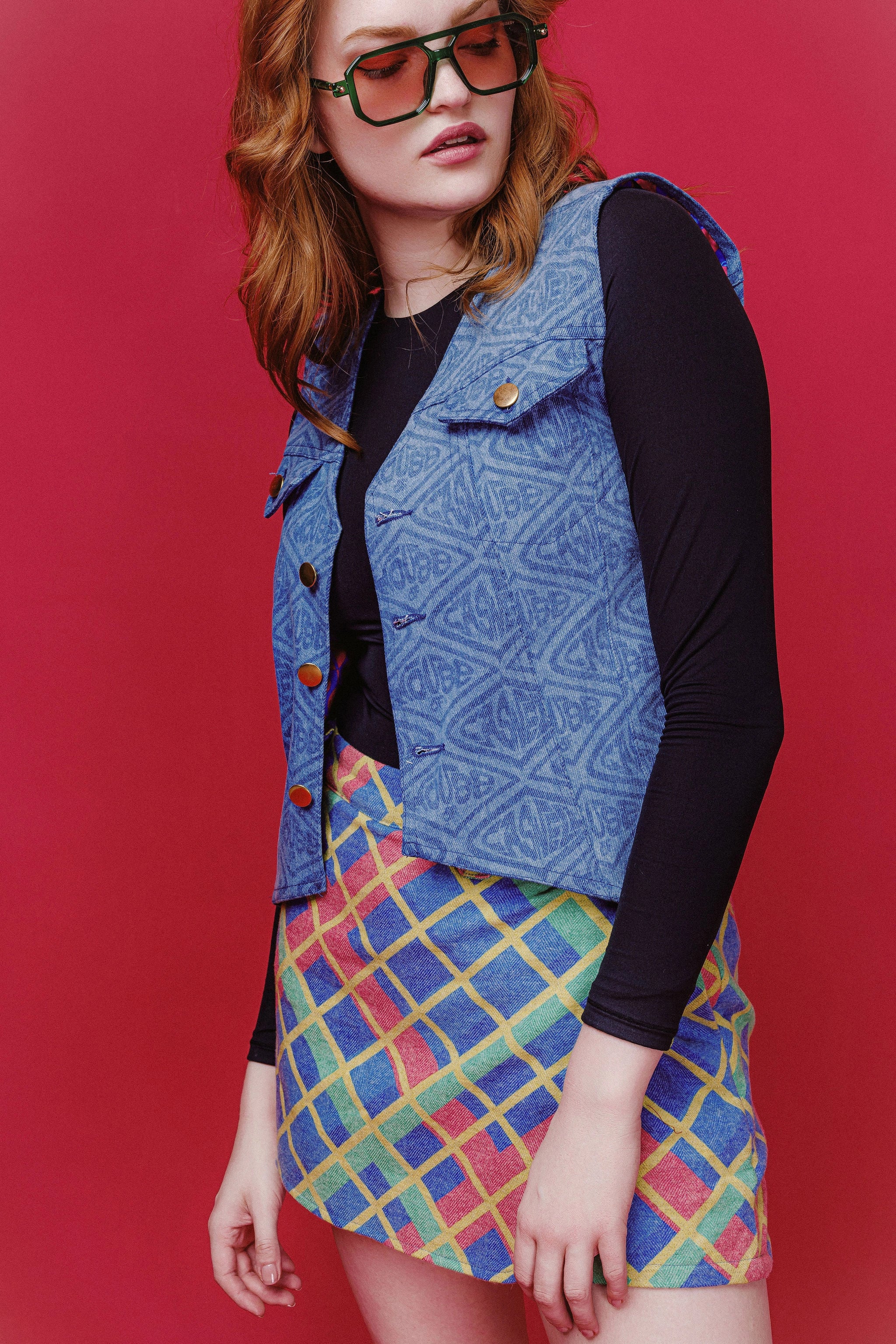 Adriana Printed Denim Vest